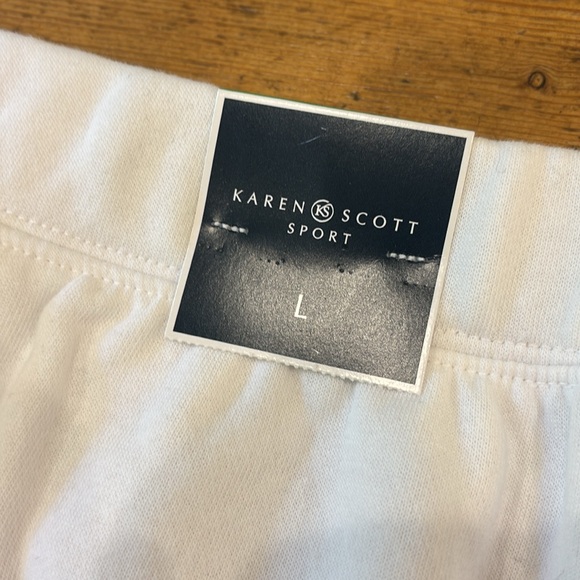 Karen Scott Sport  Fleece White Pants Size L NWT - Picture 7 of 11